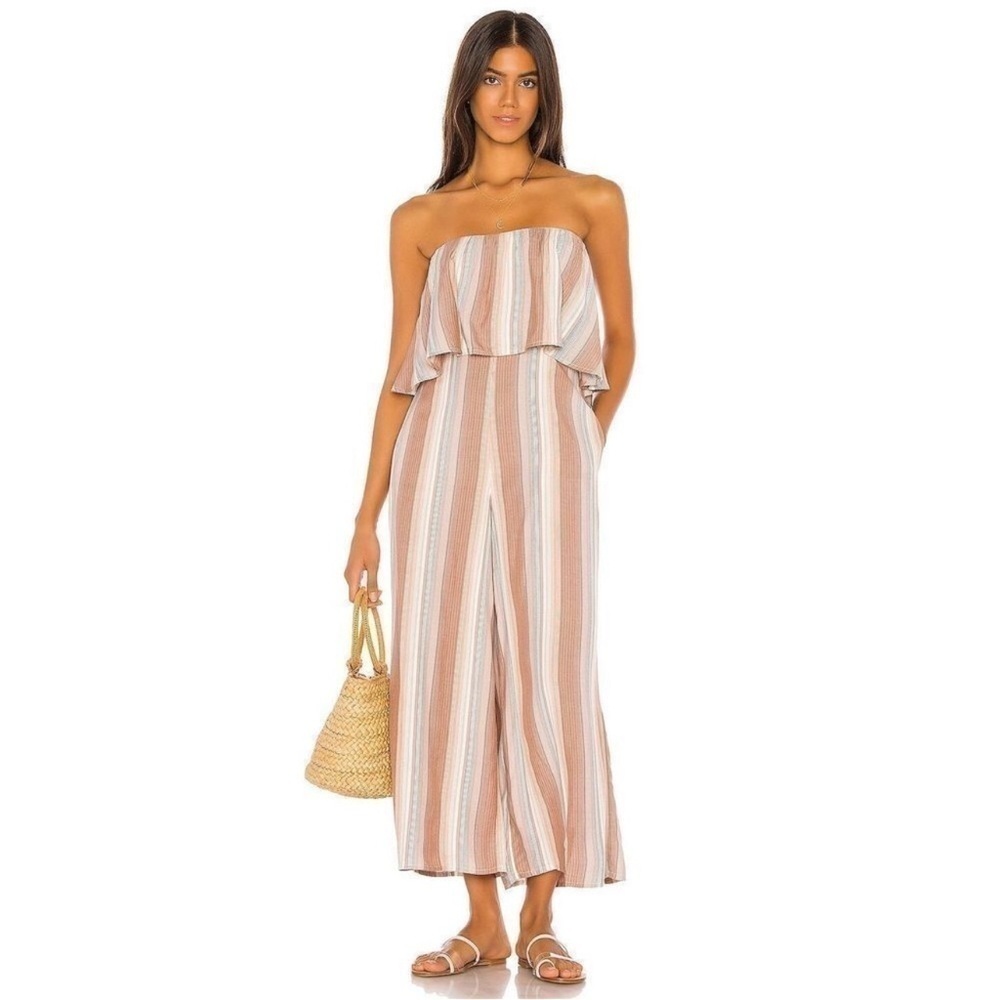 L*Space Womens Strapless Crop Jumpsuit Jumper Size Medium Harmony Stripe Pink